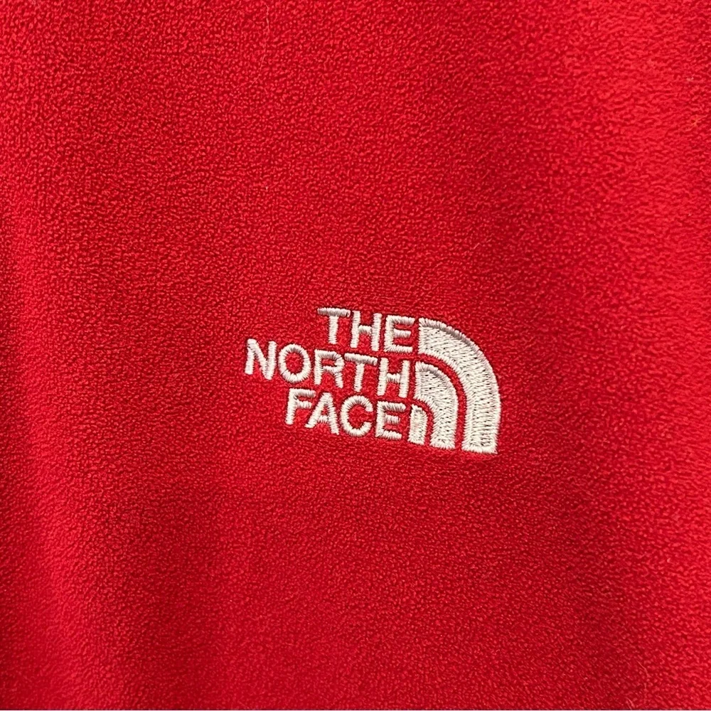 The North Face Long Sleeve 1/4 Zip Fleece Pullover Red/Gray TKA 100 Men Size M